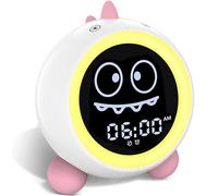Reloj despertador para niños, reloj de entrenamiento para dormir con máquina de sonido, luces nocturnas, reloj de dinosaurio Ok to Wake, ideas de regalo para niños (rosa)
