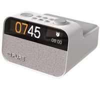 Pure Moment - Radio Reloj, luz de Despertador, Altavoz Bluetooth, máquina de Ruido, Cristal, algodón Blanco, Cargador inalámbrico