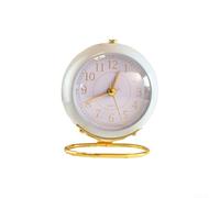 Reloj despertador retro de metal con movimiento silencioso y función de luz nocturna suave para uso en mesitas de noche y escritorio con alarma fuerte (azul)