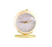 Reloj despertador retro de metal con movimiento silencioso y función de luz nocturna suave para uso en mesitas de noche y escritorio con alarma fuerte (blanco)