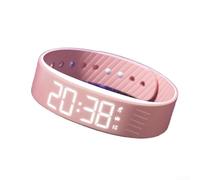 Reloj despertador silencioso de vibración para despertar, pulsera inteligente multifunción con contador de pasos, cronómetro y monitoreo del sueño, compatible con negro (rosa)