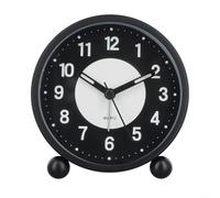 Reloj despertador silencioso que brilla en la oscuridad, funciona con pilas, caja de metal luminosa y manecillas para no hacer tictac, diseño para dormitorio o habitación de niños, color negro, 11 x