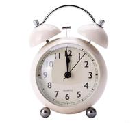 Reloj despertador vintage con doble campana extra fuerte, diseño de metal que funciona con pilas con retroiluminación para dormir pesado, decoración retro de dormitorio (blanco)