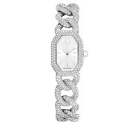 Reloj Dextera chain, Fabricado en Suiza, Pulsera de cristal, Tono plateado, Acero inoxidable OS