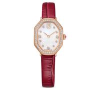 Reloj Dextera octagon, Fabricado en Suiza, Correa de piel, Rojo, Acabado tono oro rosa OS