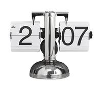Reloj Digital Abatible hacia Abajo, Alimentado por Batería, Retro, Minimalista, de un Solo Pie, Mecánico, con Tapa Automática, Reloj de Escritorio para el Hogar y la Sala de Estar (Blanco)