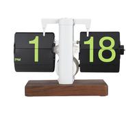 Reloj Digital Abatible hacia Abajo Diseño Retro Vintage Reloj con Tapa Automática Reloj hacia Abajo 12 H Números Grandes de una Sola Cara Reloj con Tapa (Página Verde con Marco