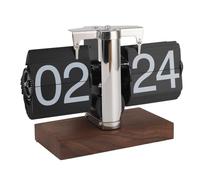 Reloj Digital Abatible hacia Abajo, Reloj Plegable Retro con Base de Madera Gruesa, Reloj Mecánico con Tapa Automática, Reloj con Pantalla de Números Grandes, Reloj de Escritorio