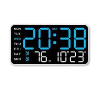 Reloj digital activado por voz con fecha, semana y temperatura ajustable brillo para tu escritorio o pared (D)