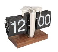 Reloj digital automático retro con tapa y tapa, funciona con pilas, mecánico, silencioso, oficina, hogar, sala de estar (acero inoxidable), color negro