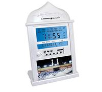 Reloj digital Azan, reloj de oración musulmana, reloj digital islámico con función de temperatura y pantalla LCD para todas las oraciones, dirección Qibla, blanco, 33 x 20 cm