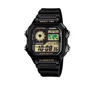 Reloj digital Casio AE-1200WH-1B World Time - bater?a de 10 a?os, correa de r...