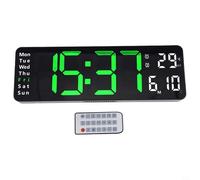 Reloj digital completo de 13 pulgadas que ofrece hora, temperatura y día de la semana al alcance de tu mano (luz verde)