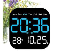 Reloj digital con fecha, pantalla grande, pantalla LED de calendario, acceso a control remoto, configuración a pilas, temporizador de alarma multifunción, ideal para escritorio de negocios en casa