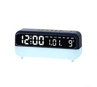 Reloj digital con iluminación ambiental LED, lectura de temperatura en tiempo real, temporizador de cuenta regresiva de modo dual y ajuste manual de brillo (azul oscuro)