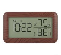 Reloj digital con monitor de temperatura y humedad, pantalla LCD, reloj despertador para oficina en casa, escritorio con pilas o termómetro para colgar en la pared, higrómetro, negro (marrón)