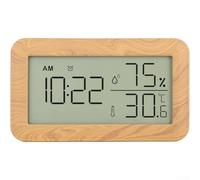 Reloj digital con monitor de temperatura y humedad, termómetro LCD higrómetro con alarma, sensor de habitación interior con soporte y agujero para colgar para invernadero de oficina en casa (caqui)