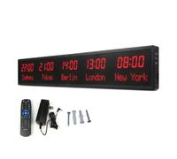 Reloj Digital Con Múltiples Zonas Horarias, Hora Mundial De 5 Ciudades, Reloj De Pared Con Sincronización Automática Por Wifi, 3 Niveles De Ajuste De Brillo, Ideal Para Empresas Multinacionales,