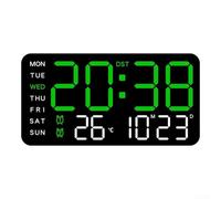 Reloj digital con visualización de temperatura, fecha, semana y hora para uso en interiores, alarma activada por voz y control de brillo, alimentado por USB (E)