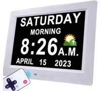 Reloj Digital de 19 alarmas con DST automático, Hora de conversación, 20 recordatorios Personalizados, regulador automático de 10 Niveles, Entrenador de sueño, Calendario de día y Fecha para Personas