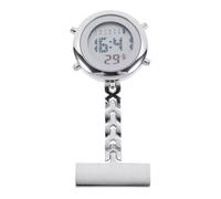 Reloj Digital de Enfermera Pin de Solapa, 9,5x4x1cm | Aleación y Vidrio, Clip Broche Imperdible Trasero, para Clínica, Bata y Trabajo Diario