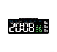 Reloj digital de pantalla grande LED, 18,3 x 6,7 x 3,5 cm, reloj de pared, pantalla grande con temperatura semanal, para habitación, dormitorio, aula, cocina (E)