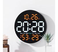 Reloj digital de pantalla grande, reloj de pared digital LED de 10 pulgadas con alarma de temperatura e higrómetro para dormitorio, cocina, hogar (naranja)