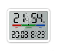 Reloj digital de pared con humedad, pantalla LCD grande, reloj electrónico multifunción para interiores, negro (blanco)