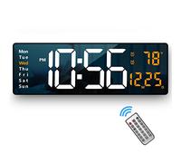 Reloj de pared digital con pantalla grande, 41 cm, reloj digital LED con control remoto para decoración de sala de estar, regulador automático de brillo, reloj grande