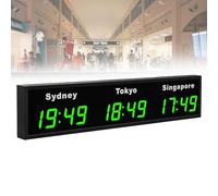 Reloj digital de pared con pantalla LED para múltiples ciudades, perfecto para oficinas, hoteles y empresas multinacionales