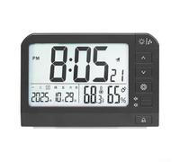 Reloj digital de pared electrónico grande con retroiluminación, sistema de alarma dual, calendario integrado, lectura de temperatura y humedad, formato de hora de 12/24 horas, botones fáciles de usar