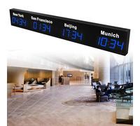 Reloj digital de zonas horarias mundiales con pantalla LED, rastrea varias ciudades simultáneamente, ideal para empresas multinacionales, hoteles y oficinas