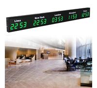 Reloj digital de zonas horarias mundiales, pantalla LED para múltiples ciudades, ideal para empresas multinacionales, hoteles y oficinas