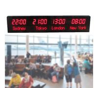Reloj digital de zonas horarias mundiales, visualización de 4 horas de ciudad, reloj LED con 3 niveles de brillo, para oficina, escuela, hoteles, empresas multinacionales