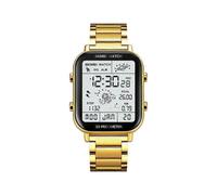 Reloj digital deportivo con podómetro y pantalla retroiluminada (dorado) para hombre