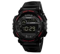 Reloj digital deportivo para hombre, para exteriores, LED, reloj electrónico con fecha, reloj deportivo digital para niños, rosso, One Size
