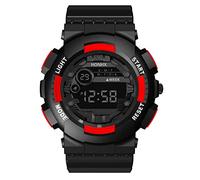 Reloj digital digital para hombre y exterior, con luz LED, con contador de pasos, rosso, One Size