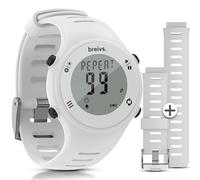 Reloj Digital Hombre Deportivo y Sumergible - Temporizador 99 Intervalos, Cronometro 10 Vueltas y Correa Extra - Fácil de Usar con Alarma y Luz - breivs. (Blanco)