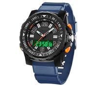 Reloj digital impermeable para hombre y mujer, cronómetro, temporizador de cuenta regresiva 12/24h, alarma ultraligera, gran angular militar, retroiluminación de 50 m, temporizador, fecha, azul