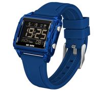 Reloj digital impermeable para hombre y niño, reloj deportivo con 5 ATM, doble zona horaria, 12/24 horas, retroiluminación LED, alarma, cronómetro, cuenta regresiva con correa suave, azul, Correa