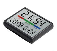Reloj digital LCD grande para uso en pared o mesa con hora, fecha, día, semana, temperatura y lecturas de humedad CR2030 funciona con pilas (negro)