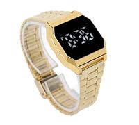 Reloj Digital LCD para Uso Diario de Estudiantes, Deportivo con Función de Luz Nocturna para Niños, Adolescentes Y Adultos (Dorado)