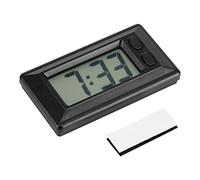 Reloj Digital LCD Portátil para Coche, Negro, Pantalla Grande, con Fecha y Hora, Calendario, Adhesivo, Alimentado por Batería