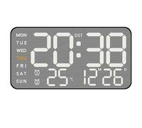 Reloj digital LED con acabado de metal cepillado, alarma y visualización de | Este reloj digital de metal cepillado cuenta con una pantalla clara que muestra horas, fecha y temperatura con brillo