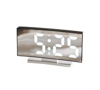 Reloj digital LED con pantalla curva para uso en escritorio, función de alarma simple, pantalla de fuente grande para una fácil visualización, adecuado para estudio y oficina (luz negra y blanca)