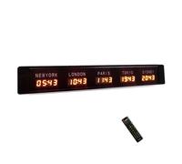Reloj digital LED de 5 zonas horarias/reloj mundial de escritorio con temporizador for uso en el mercado de valores y empresas del sector. Pantalla brillante