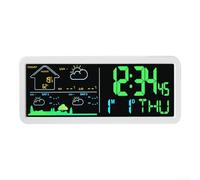 Reloj digital LED de pronóstico del tiempo con predicción de 3 días, pantalla de alarma electrónica multifuncional para hora, fecha, día, montaje en pared o soporte de escritorio, pantalla grande para