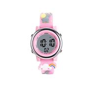 Reloj digital LED deportivo impermeable con alarma y diseño de elefante pequeño feliz en 3D para niños