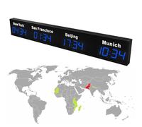 Reloj digital LED grande para montar en la pared, para 3 zonas horarias, ideal para hoteles y corporaciones multinacionales