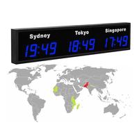 Reloj digital LED mundial, 3/4/5 zona horaria, reloj de pared para hoteles y corporaciones multinacionales
